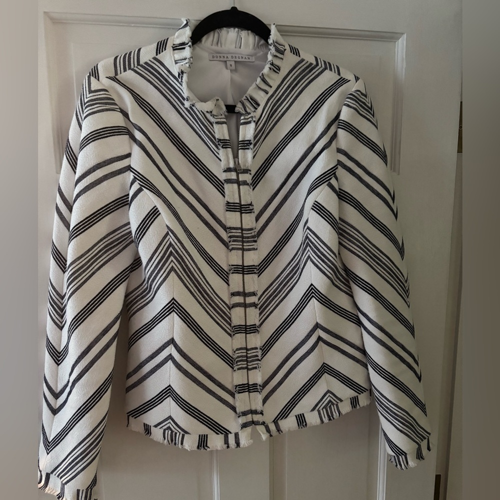 Black and White Striped Blazer